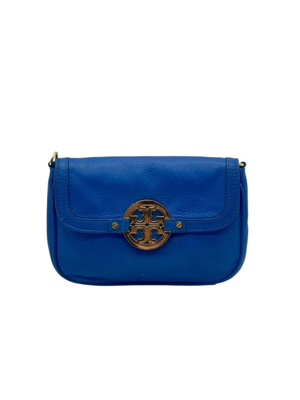 Tory Burch Blue Pebbled Leather Mini Crossbody Bag